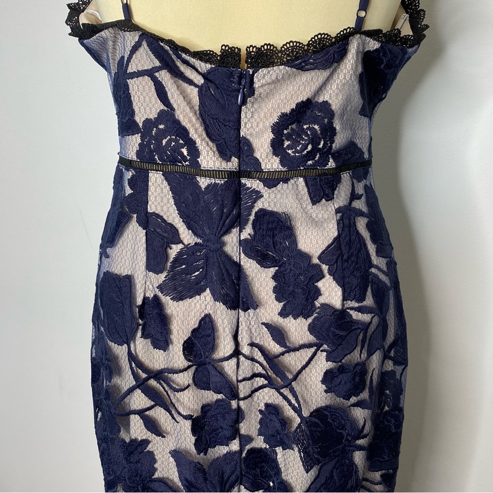 Lulus Alluring Dream Navy Blue Floral Mesh Lace Trumpet Midi Dress - Picture 8 of 15